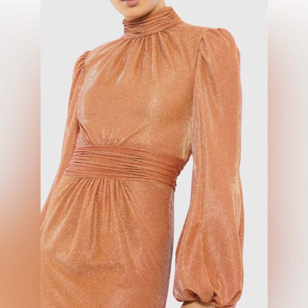Mac Duggal Orange Long Sleeve Gown - Picture 3 of 5